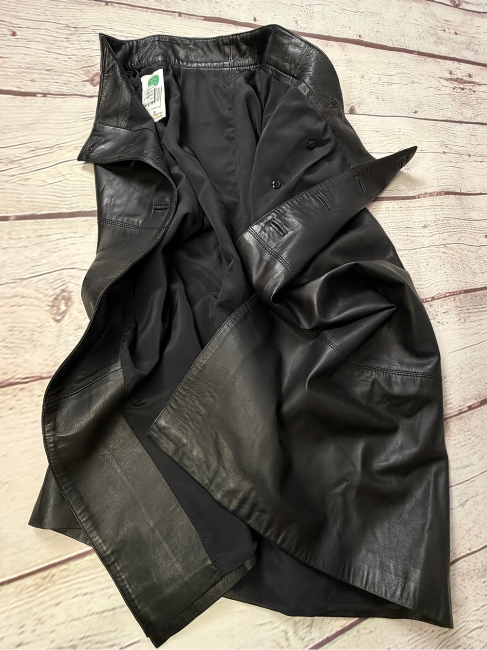 MARCO PIERGUIDI black classic soft genuine leather wrap skirt, size 44 - Picture 11 of 15